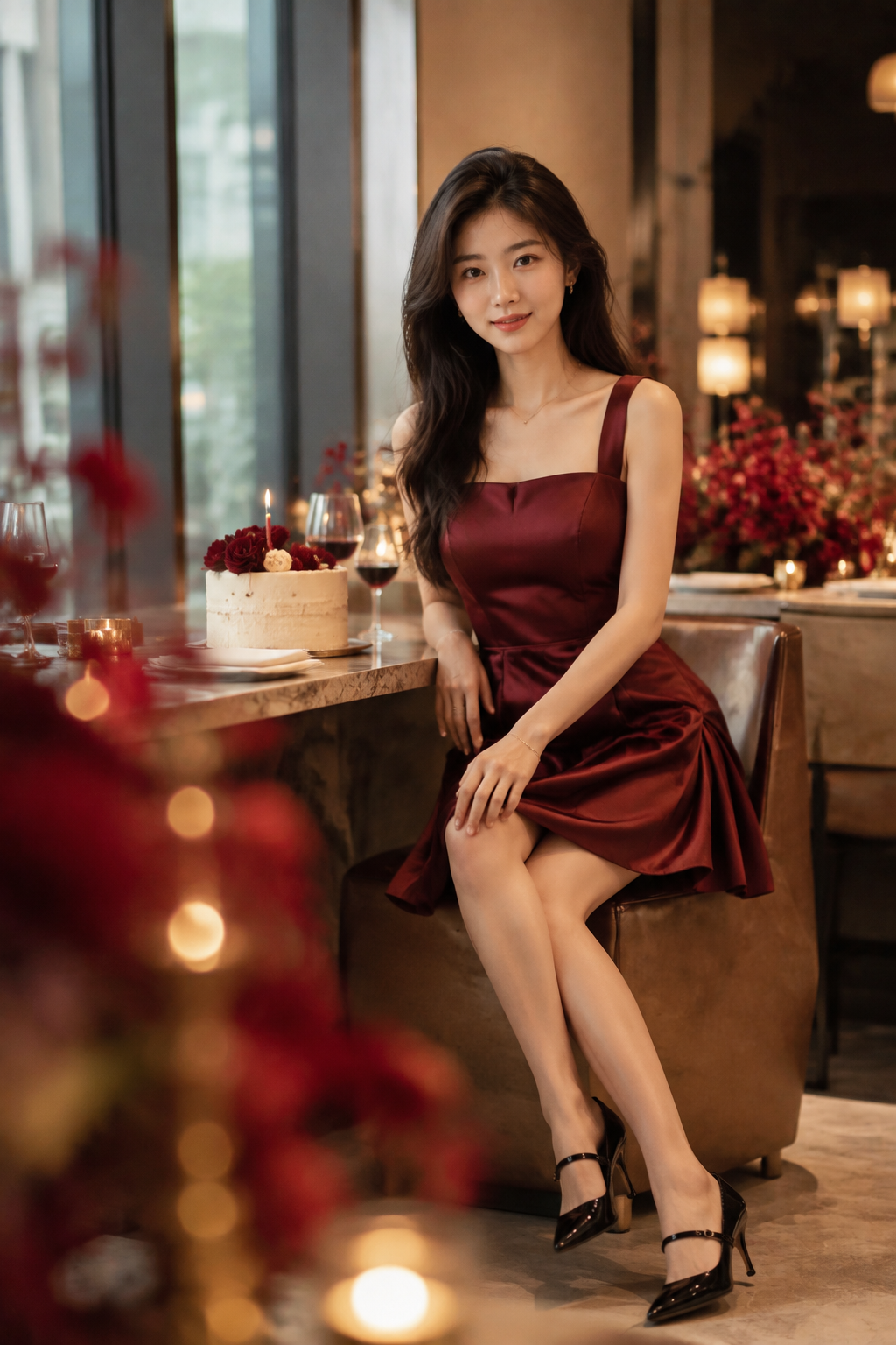 酒红花艺餐桌生日主题样片 5