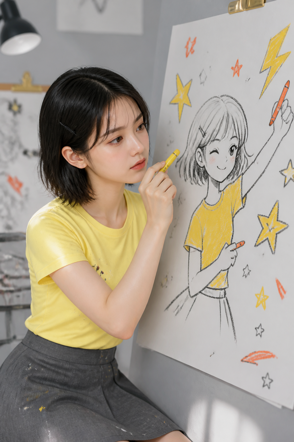 今天画个酷女孩主题样片 2